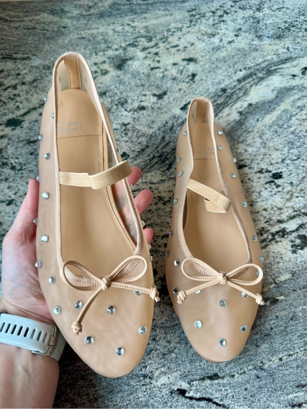 Jeffrey Campbell Releve Embellished Mesh Mary Jane Flats Size 8.5 EUC